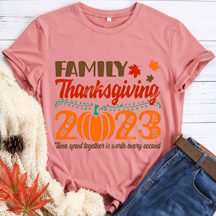 🍁Be Thankful - 2023 Family Thanksgiving  Happy Time Pumpkin T-Shirt