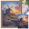 Windmill And Hut-14CT Stamped Cross Stitch Egyptian Cotton 30*40cm/11.81*15.75in tapestrymarket