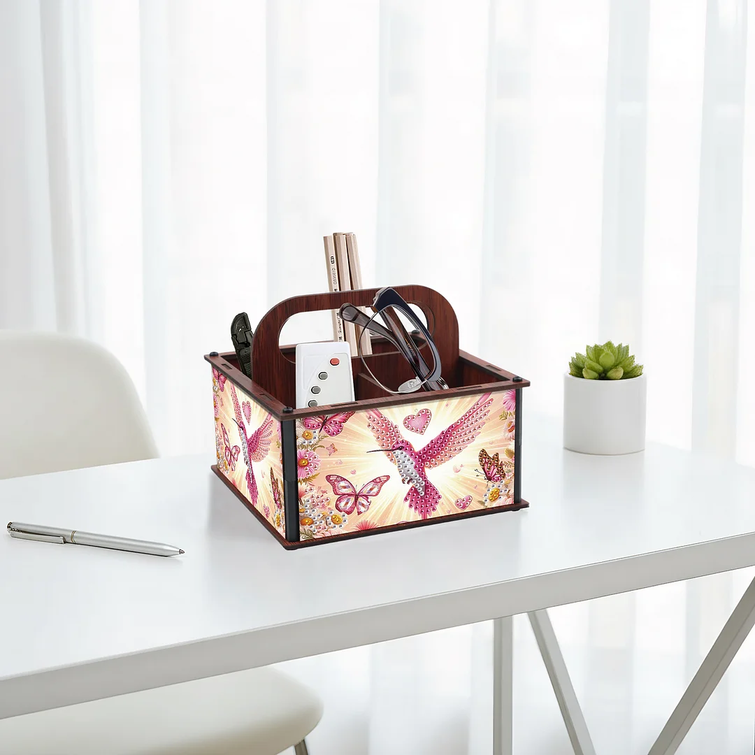 DIY Hummingbird Wooden Diamond Painting Handheld Storage Box Kit Tabletop Decor