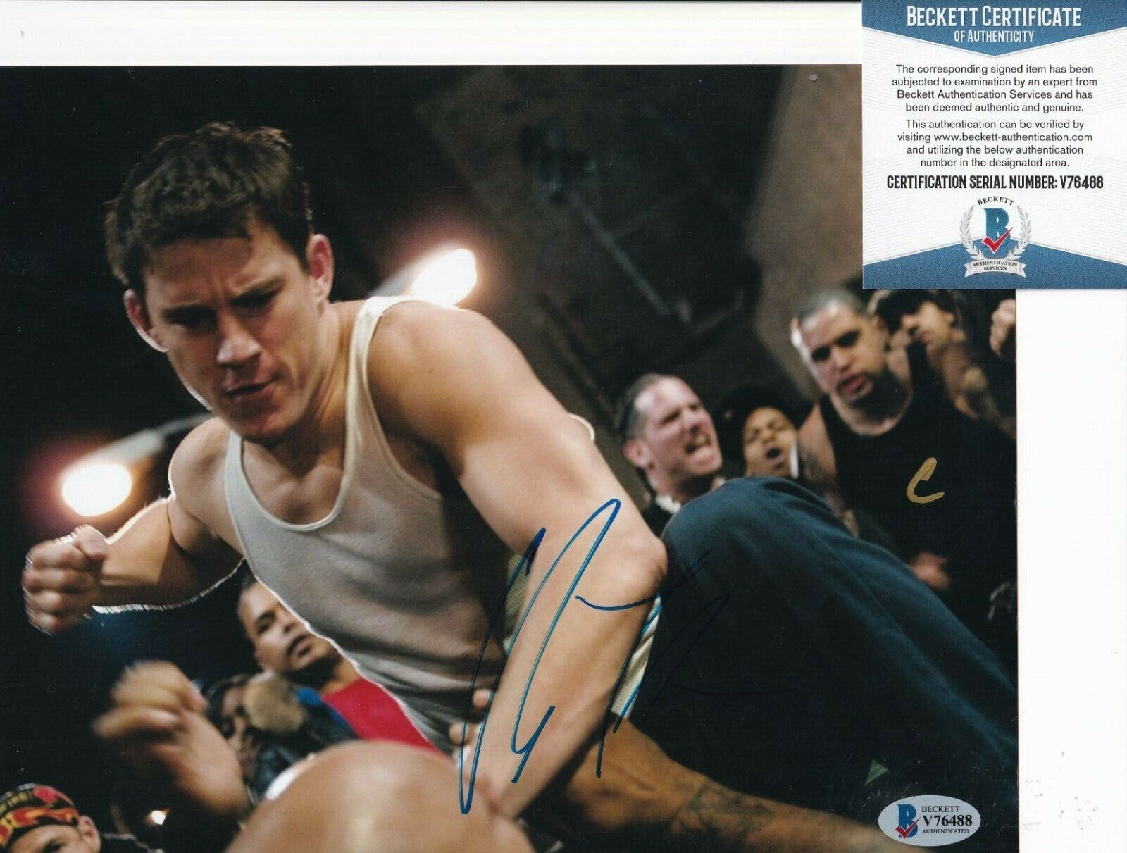 CHANNING TATUM signed (FIGHTING) Shawn Movie 8X10 Photo Poster painting BECKETT BAS V76488