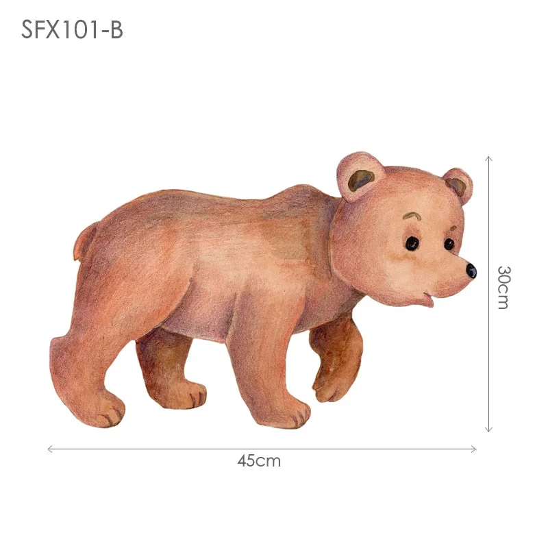 Big Green Tree Wall Sticker Forest Animals Decals Squirrel Bear Deer for Baby Room Nursery Home Decoration Cute Animal Mural PVC