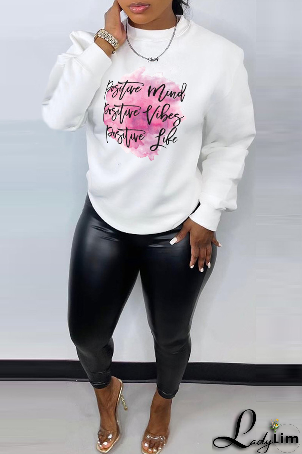 Blue Casual Street Print Patchwork Letter O Neck Tops