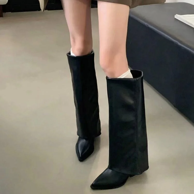 Yyvonne And Winter New Pointed Thick And Trouser Boots Girl Retro But Knee Boots High And Western Cowboy Boots Knight Boots