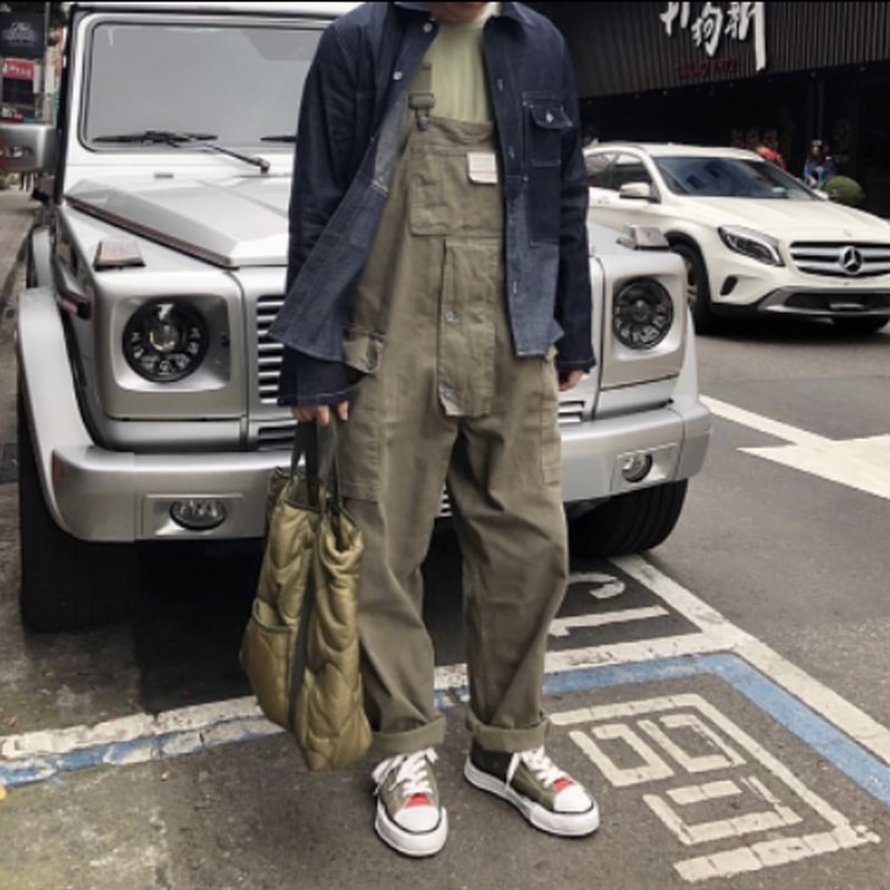 Casual Solid Color Loose Vintage Overalls
