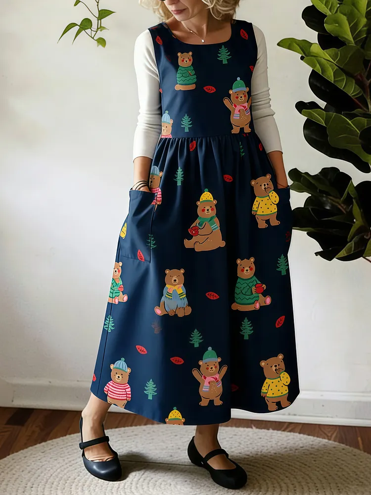 Winter Bears Cozy Print Apron
