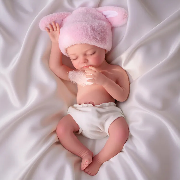 Babeside 12'' & 16'' Full Body Silicone Baby Girl Larry Lifelike Sleeping Reborn Doll Gift Set Soft Plush Pink Outfit