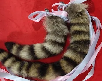 anal plug al Brown Real Raccoon Tail Raccoon Tail Cosplay Anime Sexy Cute Animal Furry  Mature Raccoon Tail Butt Plug