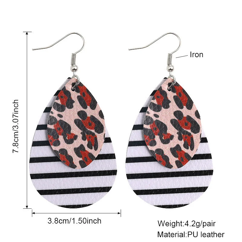 Layered Leopard and Stripe Earrings