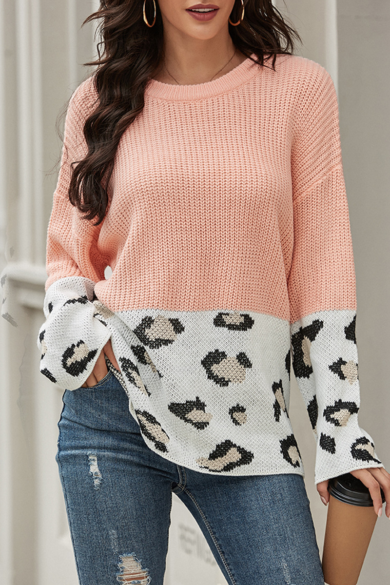 Leopard Casual Round Neck Sweater