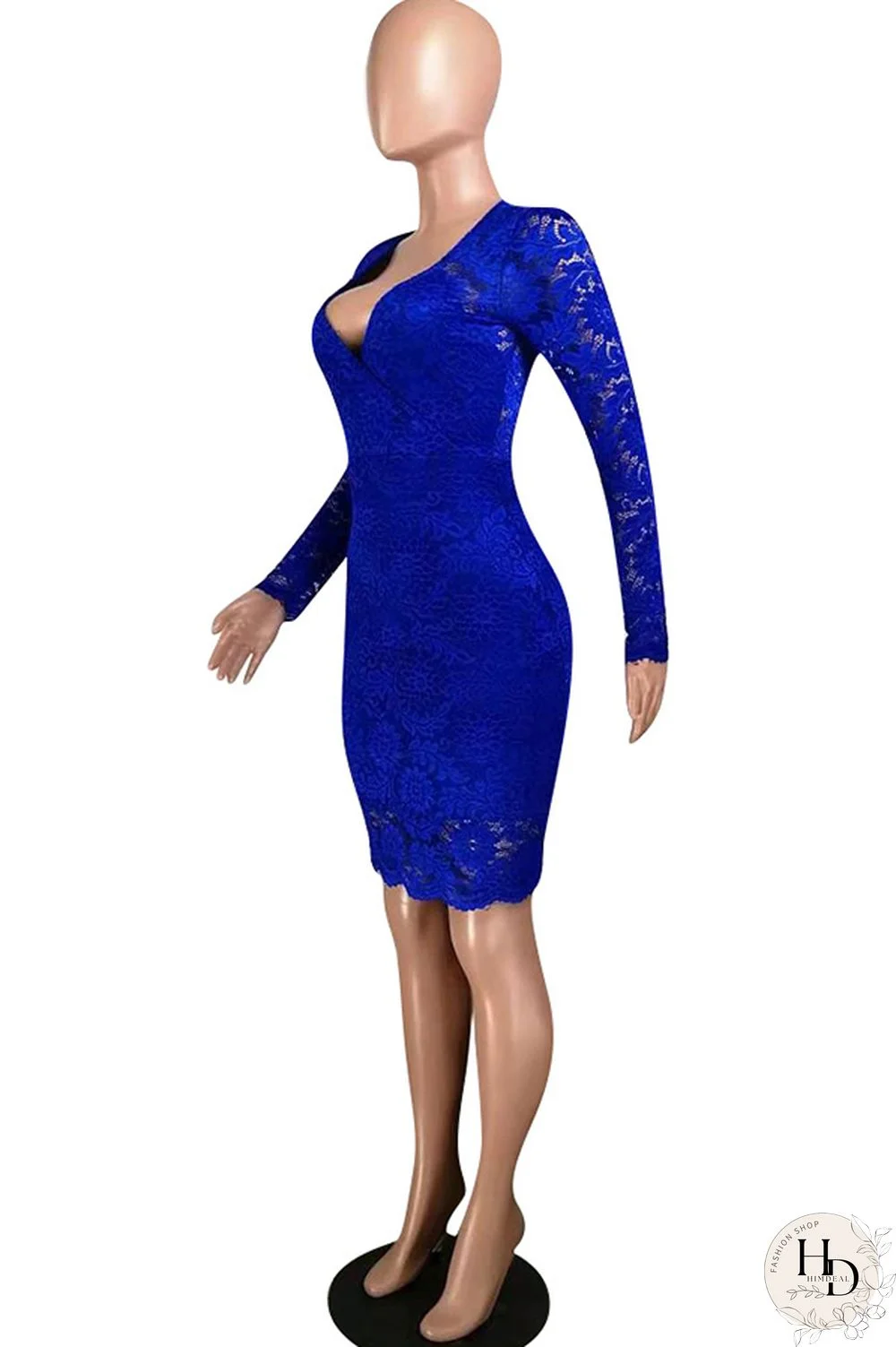 Red Lace Casual Cap Sleeve Long Sleeves V Neck Step Skirt Knee-Length lace Solid Patchwork Broken flower