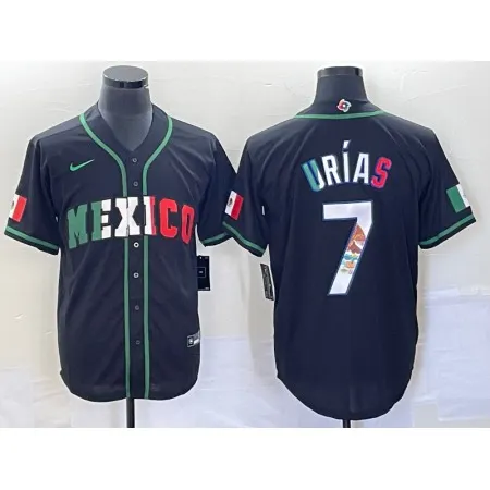 Men's Mexico Baseball #7 Julio Urias 2023 Black World Baseball With Patch Classic Stitched Jersey 0ECG