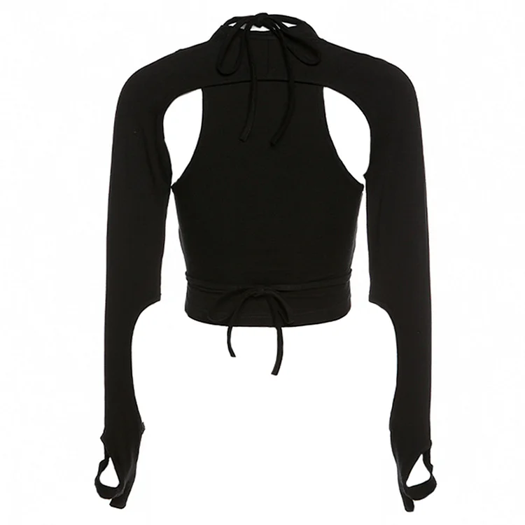 Chic Hollow Out Lace Up Sexy Top - Modakawa Modakawa