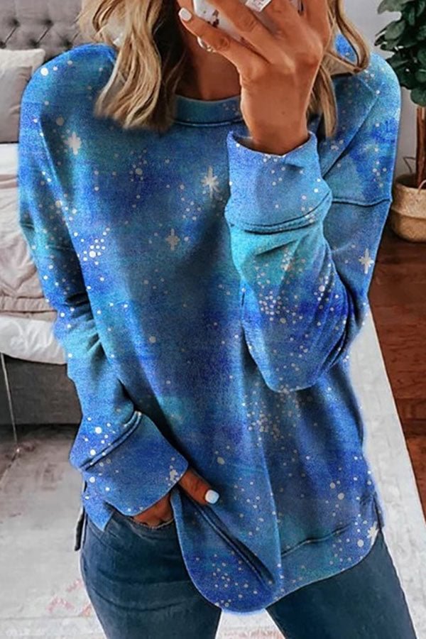 Starry Sky Print Casual Sweatshirt