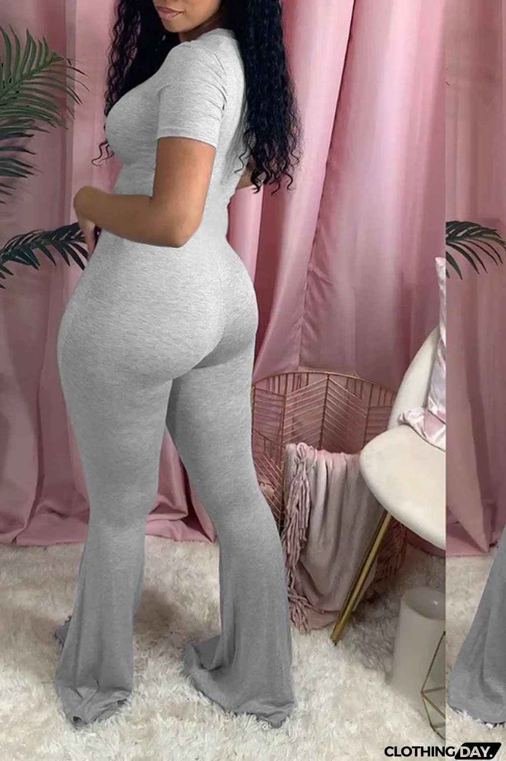 Black Sexy Patchwork Solid Short Sleeve O Neck Jumpsuits