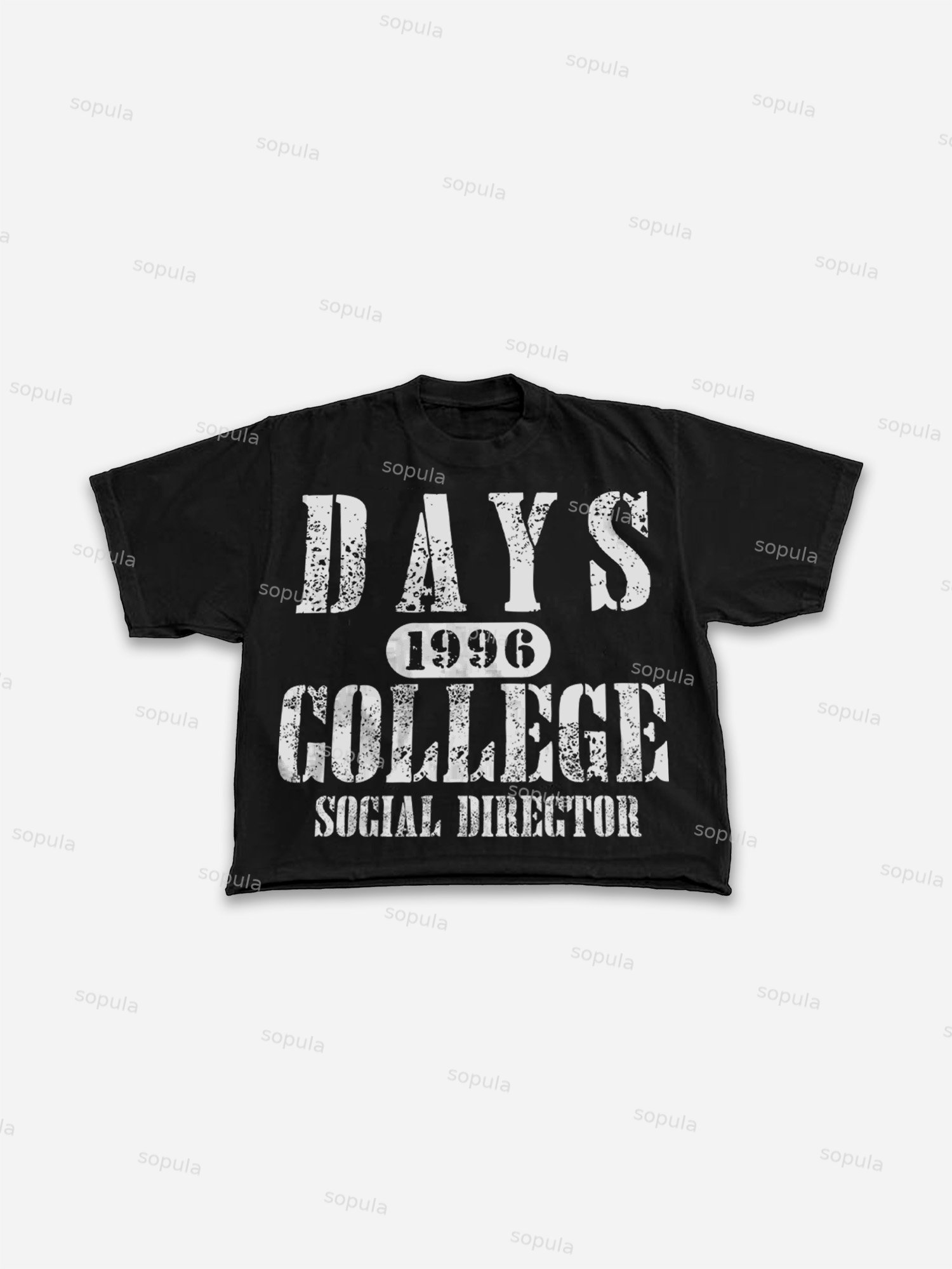 1996 Days Gollege Vintage Letter Graphic Cropped T-shirt - Sopula｜Premium Graphic Tees & Graphic Clothing