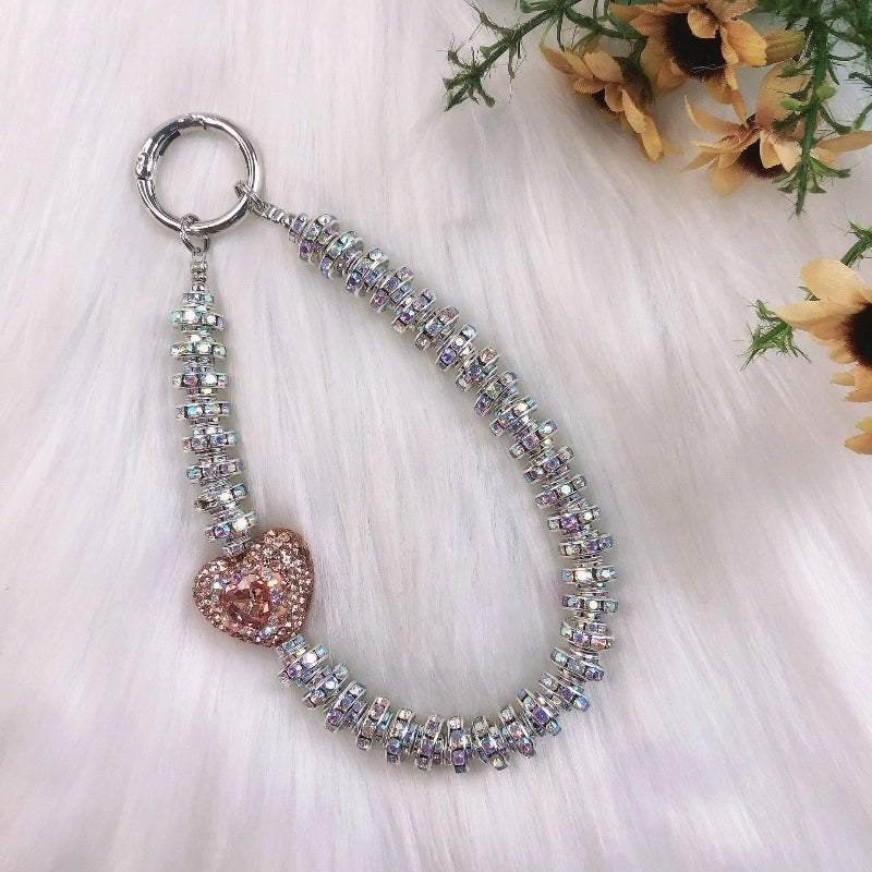 IG Style Shiny Ball Beaded Beaded Inlay Rhinestones Bag Pendant Keychain