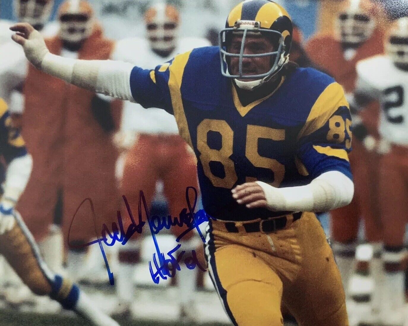 JACK YOUNGBLOOD HAND SIGNED 8x10 Photo Poster painting ST LOUIS RAMS AUTOGRAPHED AUTHENTIC RARE