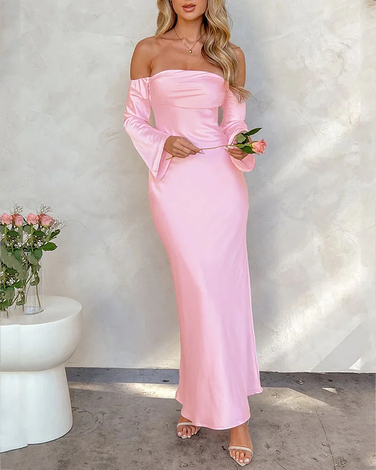 Elegant Solid Color One Shoulder Dress