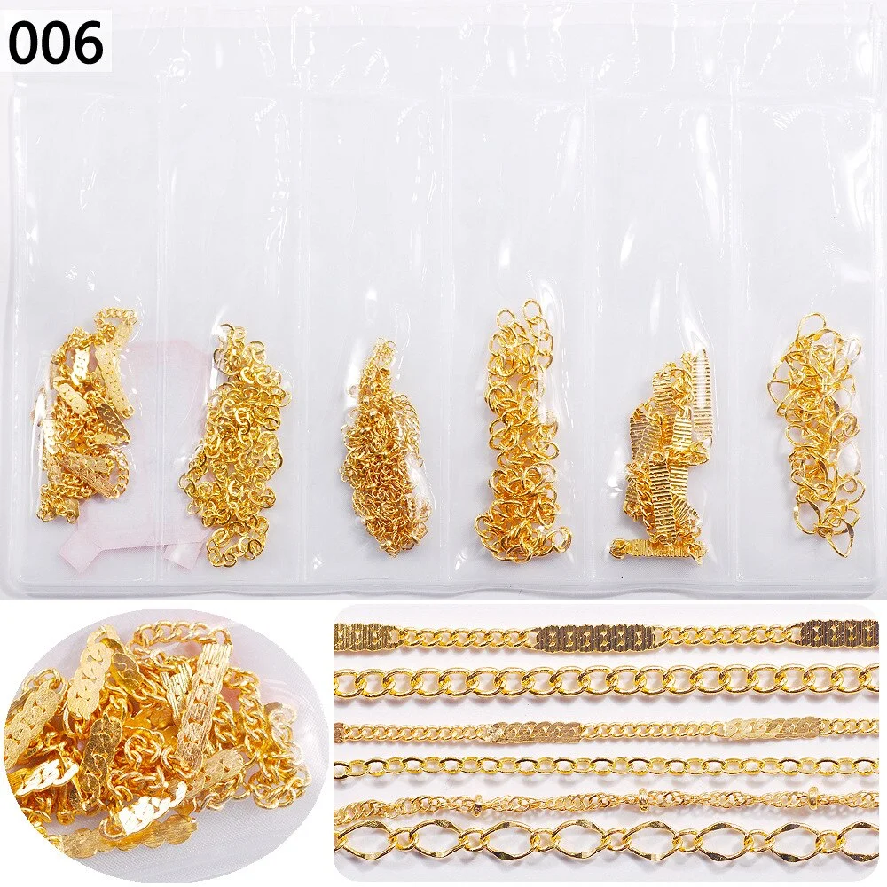 50cm / Six / Bag New Color Mixed Fashion Nail Art Creative Decoration Chain DIY Nail Art Creation Accessories 3d Charms