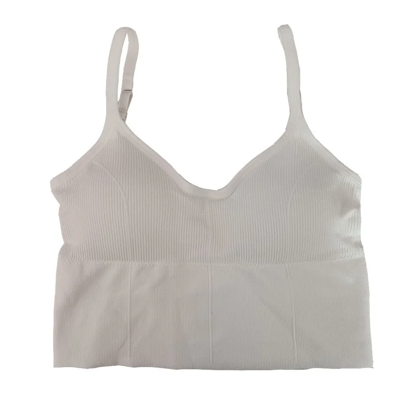 Women Tanks Crop Top Seamless Underwear Female Crop Top Women Sport Tops Sexy Lingerie Low Back Sleeveless Padded Camisole Femme