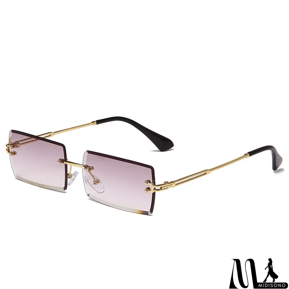 MidiSono - Women Rimless Metal Square Sunglasses