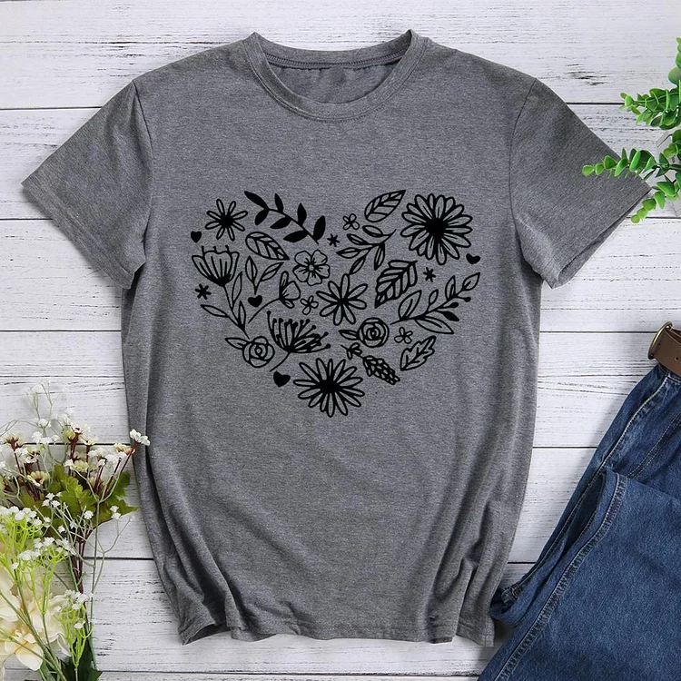 Flower  Round Neck T-shirt