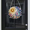 (Upgrade Size)DIY Diamond Painting Art Double Sided Effect Pendant Colorful Stained Glass Hanging Ornament Kit(Sunflower)