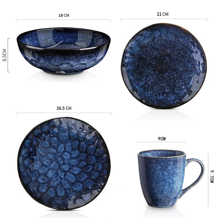 Hammered Ceramic Household Dishes Coffee Cup Set