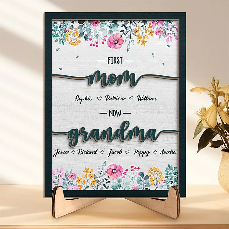 MOM  Wooden Plaque With Stand 