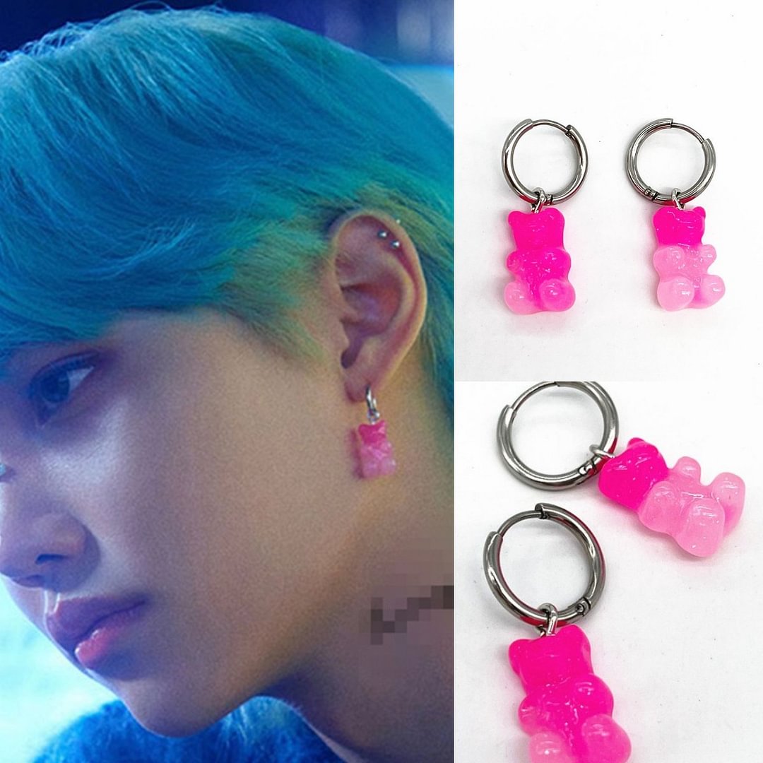Stray Kids Felix Pink Bear Earrings 2 Pcs