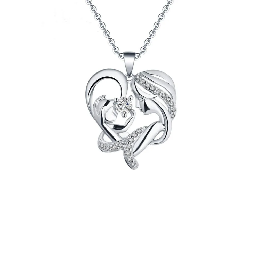Mutter und Kind Herz Halskette mit Zirkonia Geschenke für Mutter Kettenmachen