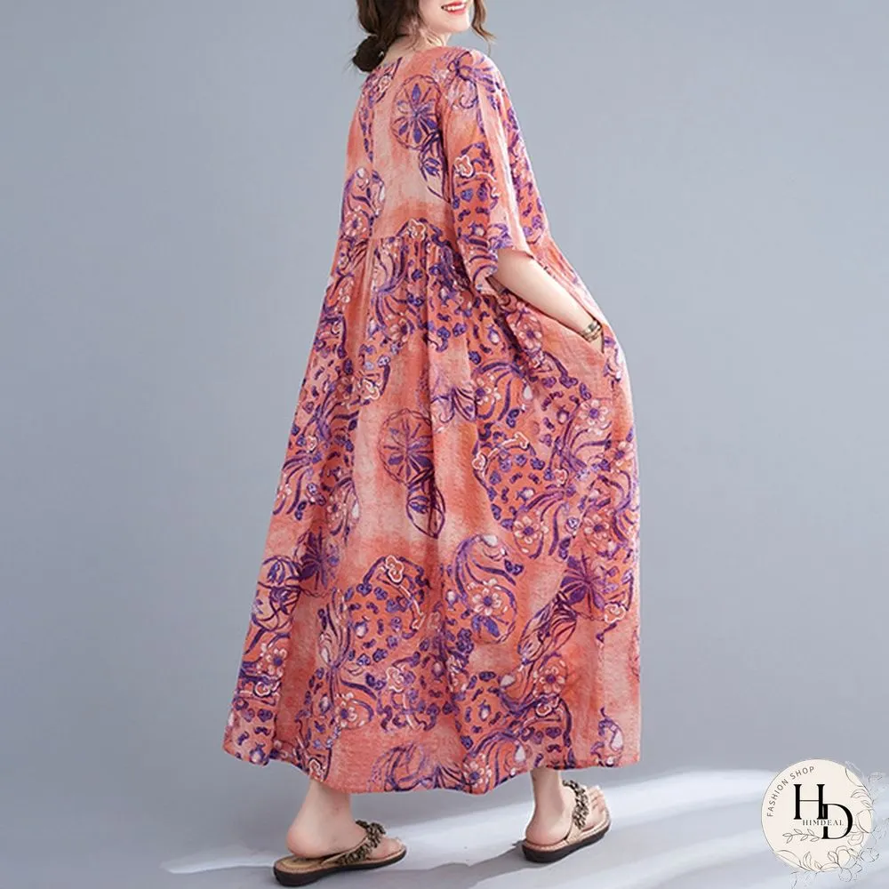 ZANZEA Women Summer Short Sleeved Plus Size Casual Loose Robes Dresses Holiday Long Dress