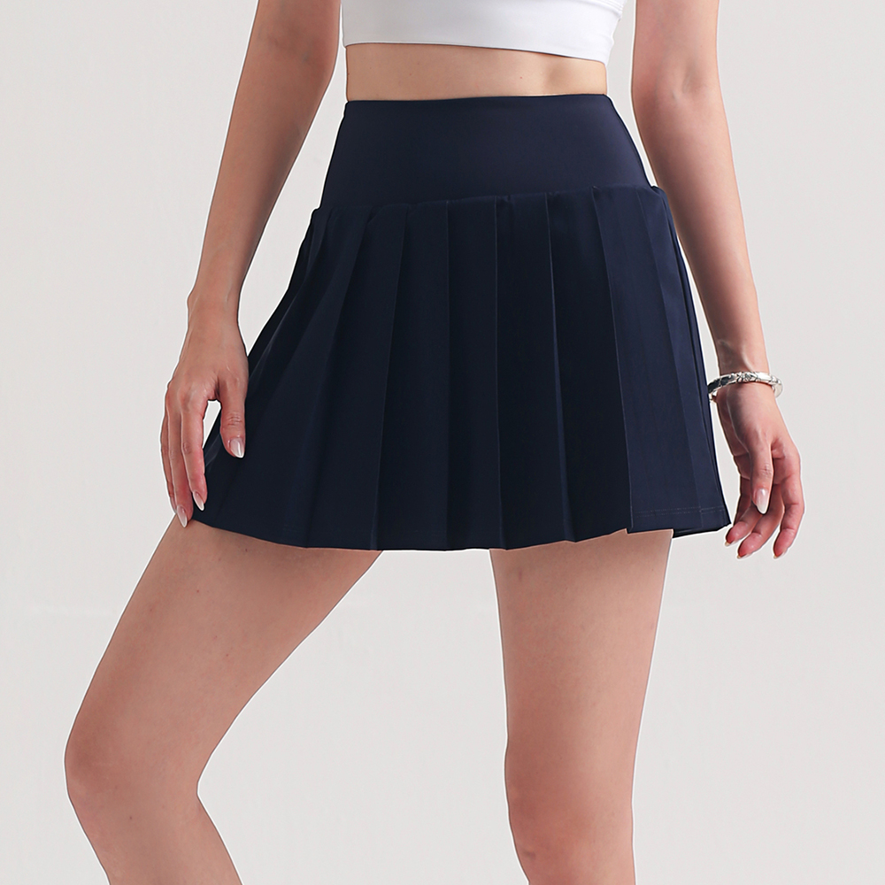 Buy True Navy high waist quick dry moisture wicking cool feeling yoga gym workout fitness running skirt with shorts of high quality on Hergymclothing