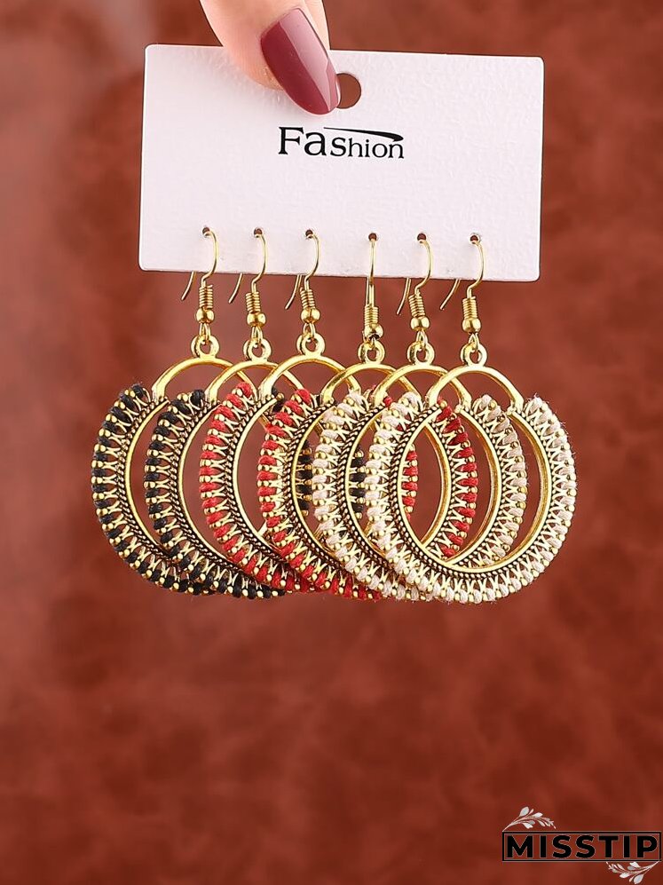 3pairs Round Drop Earrings