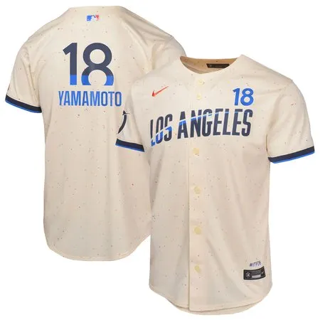 Youth Los Angeles Dodgers #18 Yoshinobu Yamamoto  Cream 2024 City Connect Limited Player Jersey