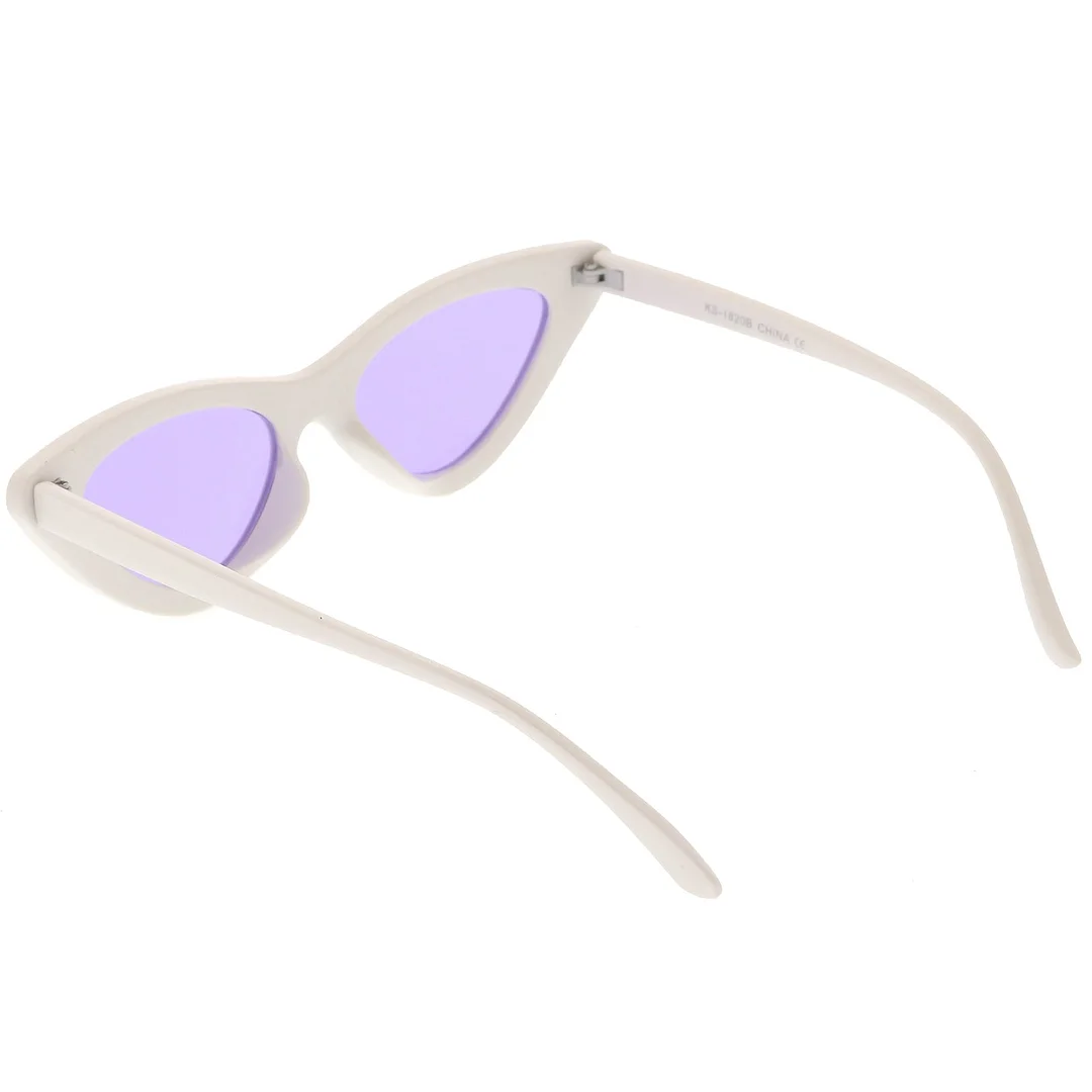 Womens Exaggerated Slim White Frame Cat Eye glasses Color Tinted Lens 48mm