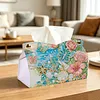 (24cm)Ocean Butterfly Rose 24cm DIY Diamond Painting Rhinestones Decorative Tissue Box Reusable Crystal Mosaic PU Tissue Holder for Home Car Desk Decoration Craft