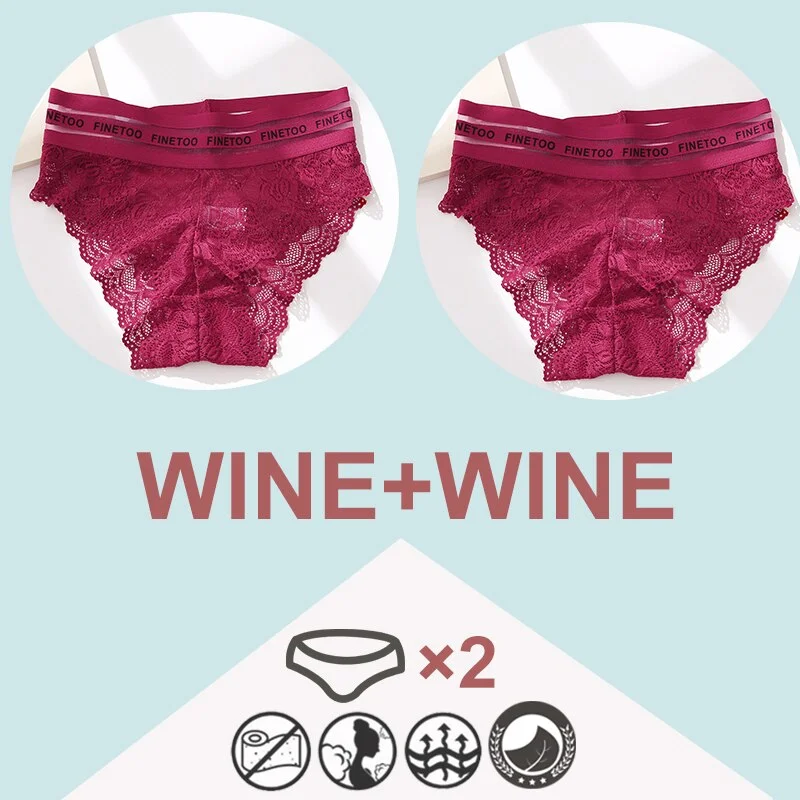 FINETOO 2PCS/Set High Waist Women Panties Sexy Lace Underwear Woman Lace Pantys Mesh Floral Lingerie Female Seamless Briefs L-XL