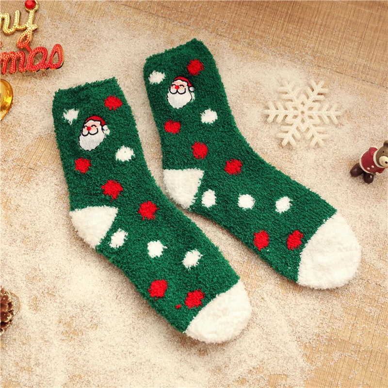 Unisex Christmas Gift Coral Warm Fleece Sleep Socks