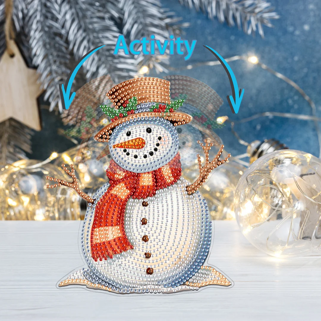 Snowman DIY Acrylic Shaking Head 5D DIY Diamond Art Tabletop Ornament Home Decor
