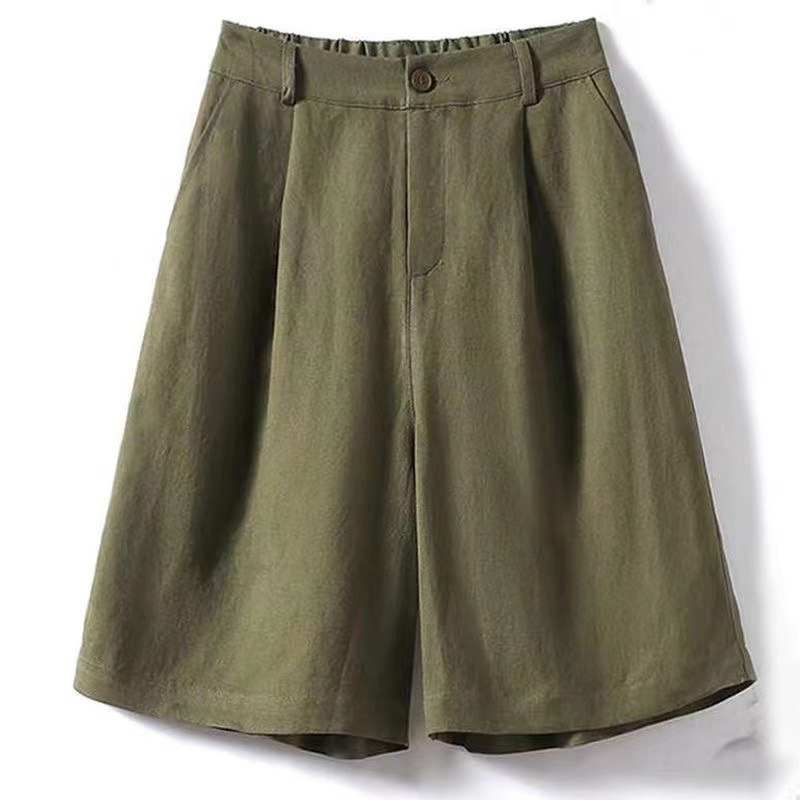 Arkget Shoes | Women's High Waist Linen-Cotton Wide-Leg Breathable Shorts
