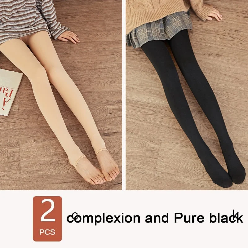 ATHVOTAR 2Pcs Winter Warm Pants Women Casual Thicken Elasticity Velvet Pants Thermal High Waist Pants for Women