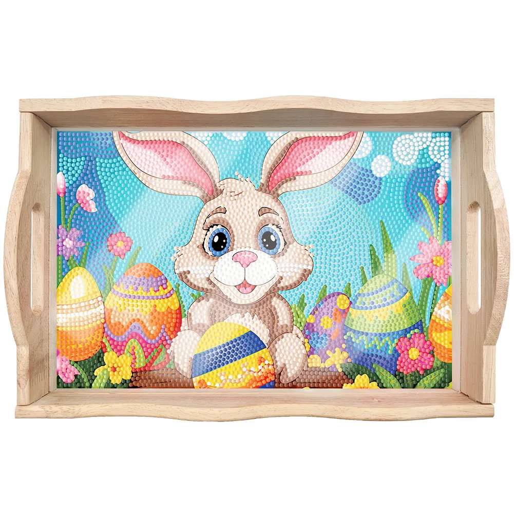 DIY Easter Bunny Diamond Painting Nesting Food Trays with Handle for Serving Food