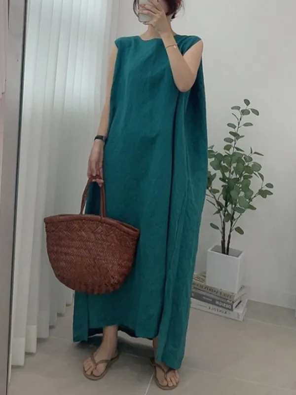Pure Color Notched Neckline Half Simple Sleeve Women Midi Dress main image 1