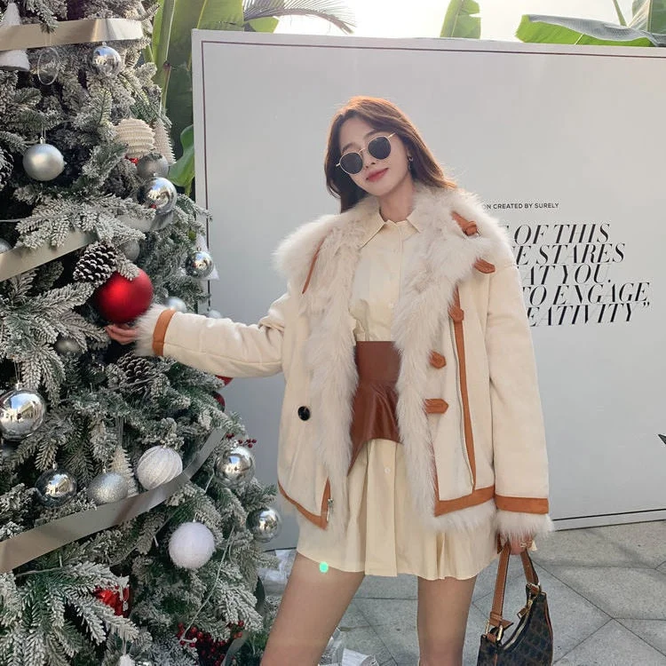 Fashion Autumn And Winter New Imitation Fox Fur Grass Coat Women's Middle And Long Coat With Fur On Both Sides And Young Coat