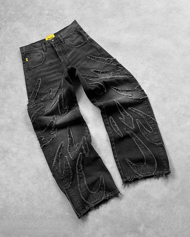 Coasfe Y2K Wide Leg Pants – Retro Harajuku Distressed Jeans for Men  
