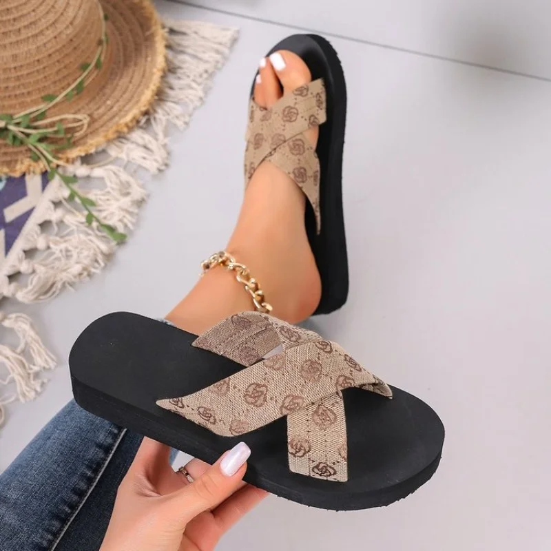 Zhungei Women's Fashion Sandals, Cross Strap Thick Sole Platform Casual Sandals, Ankle Strap Buckle Summer Sports Sandals 2024