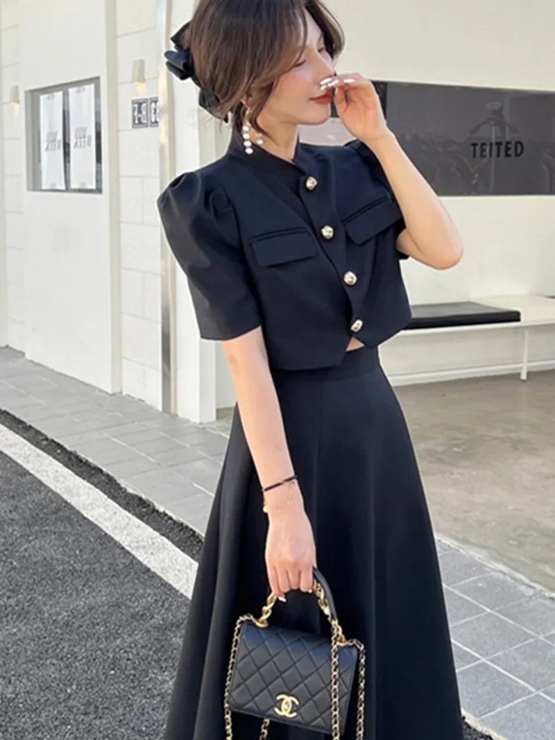 Woherb Korean Sweet Elegant 2 Piece Set Spring Summer Office Lady Skirt ...