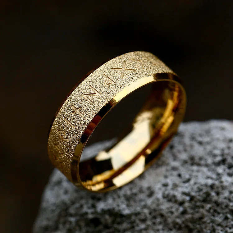 Coutureaura Viking Rune Frosted Face Tricolor Ring