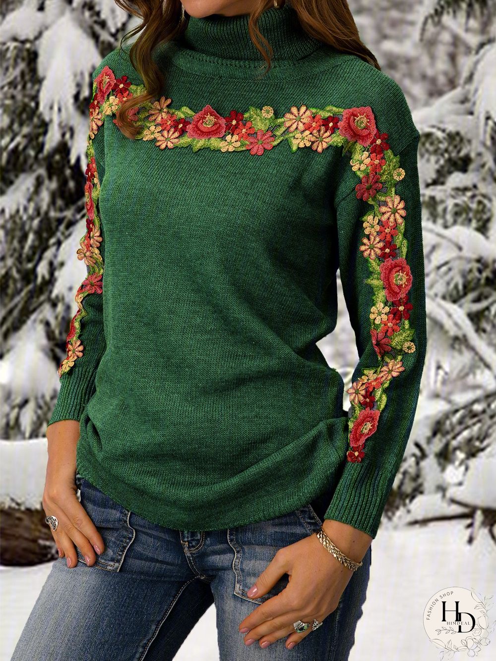 Casual Long Sleeve Plus Size Turtleneck Sweater